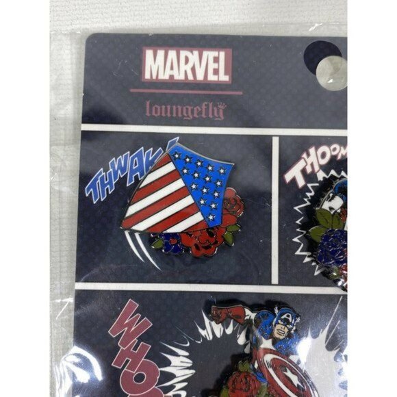 Loungefly Marvel Captain America Pin Set 4 Pack Exclusive - Picture 4 of 6
